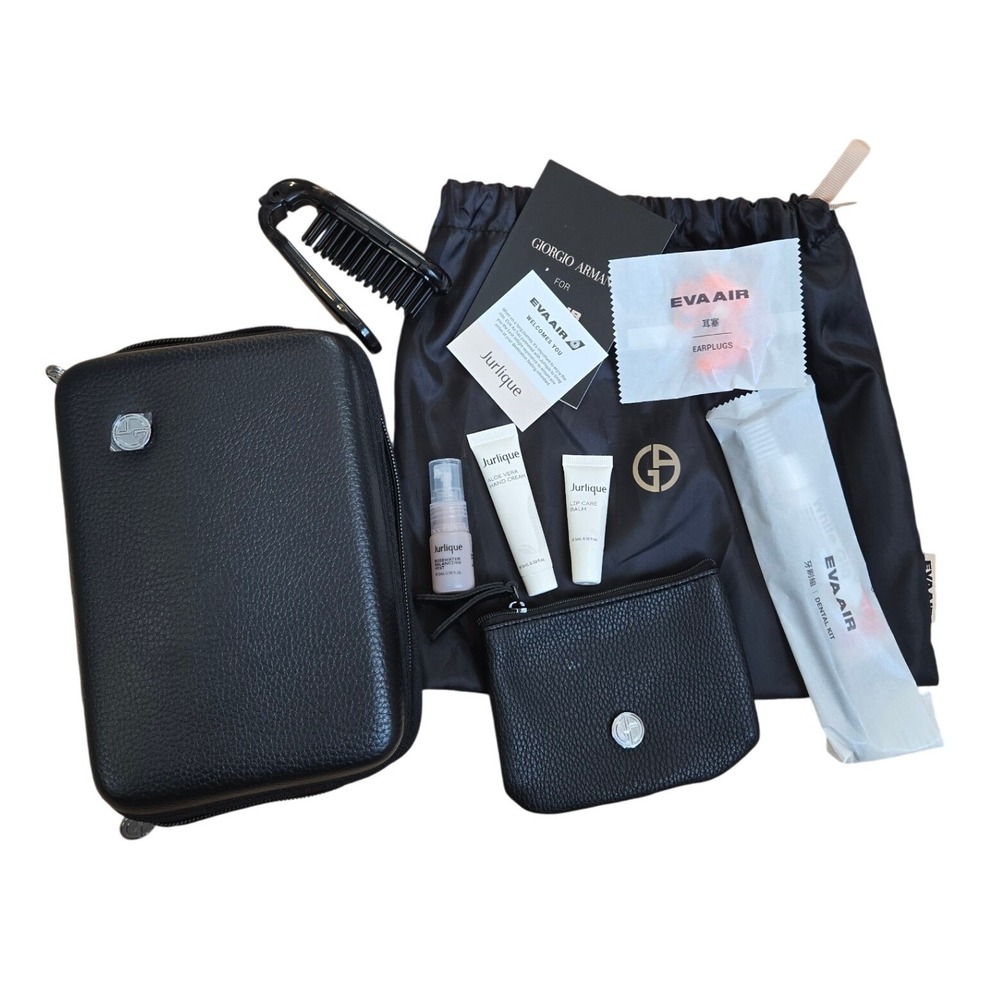 Giorgio Armani Eva Air Business Class Amenity Toiletry Kit Black Travel SET OF 2 - Picture 9 of 10